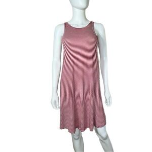 Faded Glory Red & White Striped Sleeveless Jersey Tank Dress